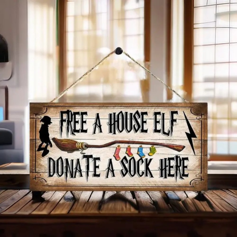 🍏50% OFF/3+...Free a House Elf - Donate a Sock Here Sign (Harry Potter)